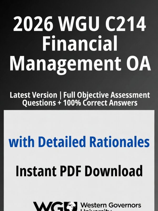 2026 WGU C214 Financial Management OA