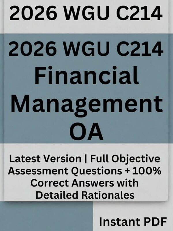 2026 WGU C214 Financial Management OA