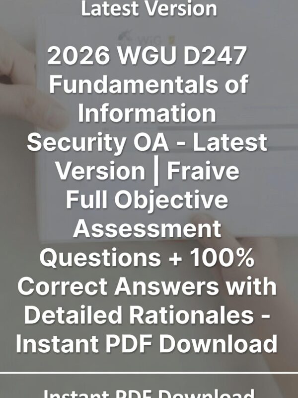 2026 WGU D247 Fundamentals of Information Security OA