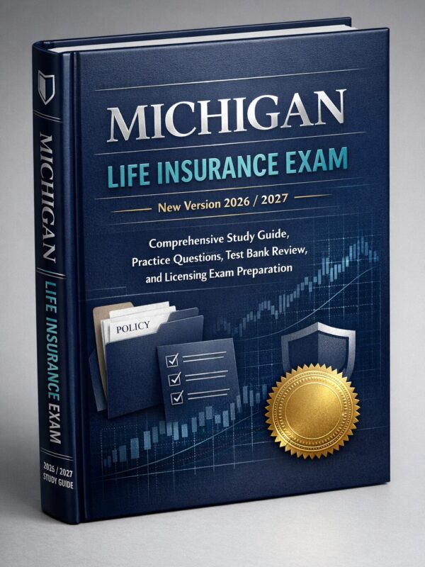 A modern high-e (12) Michigan Life Insurance Exam New Version 2026/2027: Comprehensive Study Guide, Practice Questions, Test Bank Review, and Licensing Exam Preparation