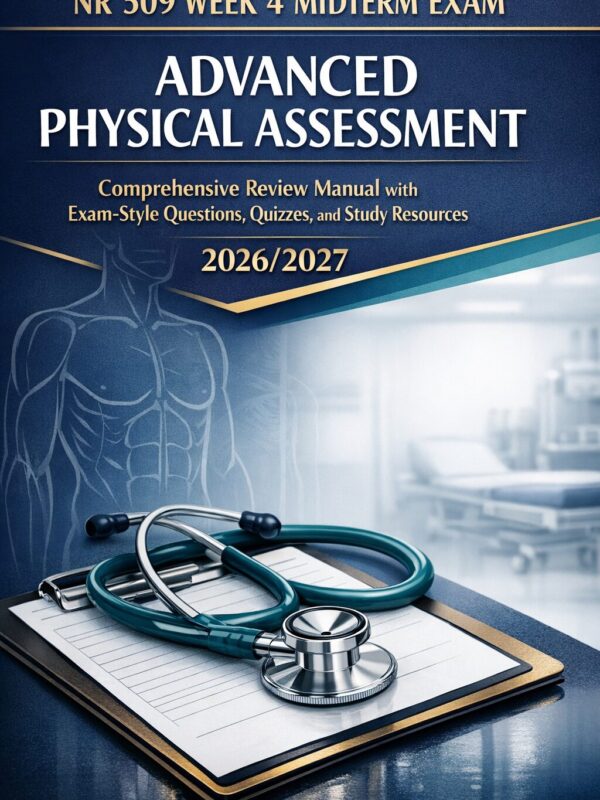 A polished prof NR 509 Week 4 Midterm Exam 2026/2027: Advanced Physical Assessment Review Manual with Exam-Style Questions