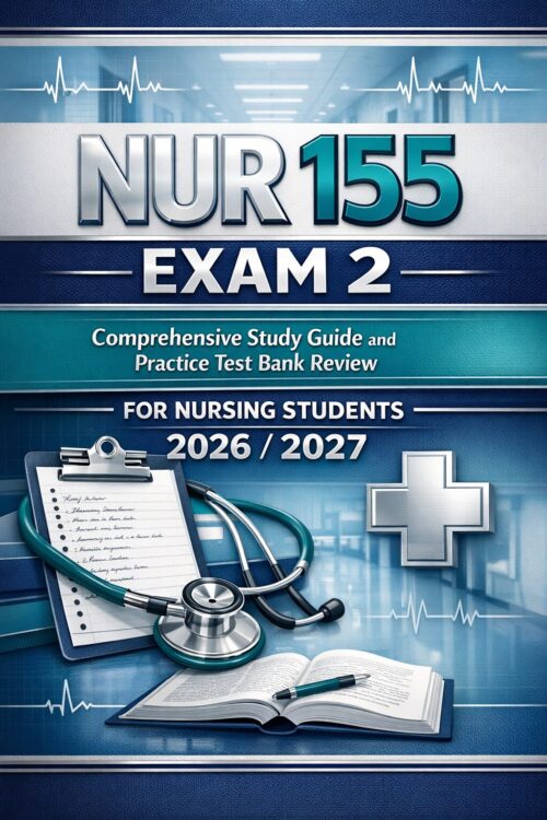A premium book (3) NUR 155 Exam 2 Comprehensive Study Guide and Practice Test Bank Review 2026/2027