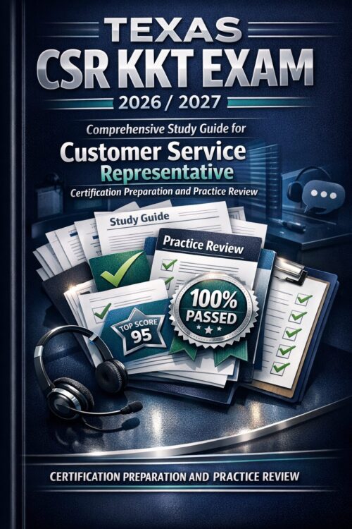 A premium book- (5) Texas CSR KKT Exam 2026/2027 Comprehensive Study Guide | Customer Service Representative Certification Prep