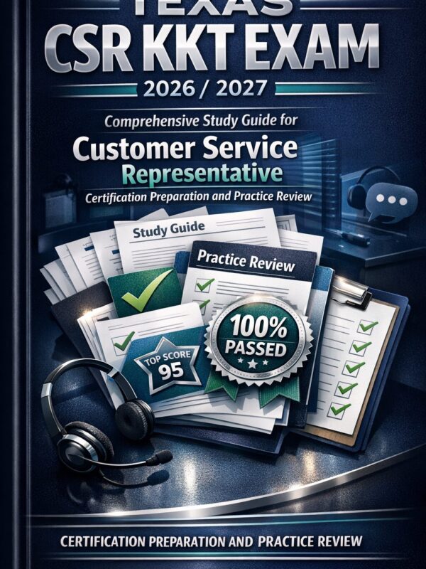 A premium book- (5) Texas CSR KKT Exam 2026/2027 Comprehensive Study Guide | Customer Service Representative Certification Prep