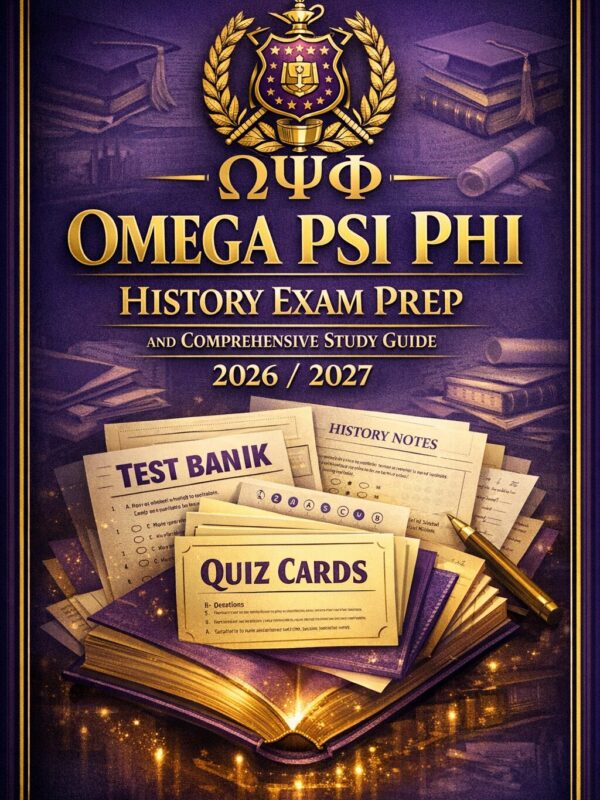 A premium, scho (1) Omega Psi Phi History Exam Prep and Comprehensive Study Guide 2026/2027 | Membership Review, Quizzes & Test Bank