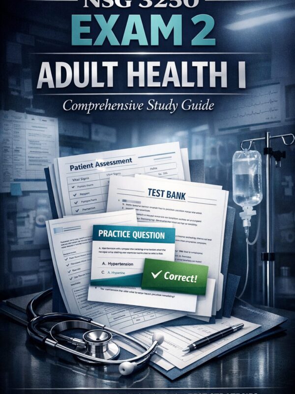 A sleek and pre (2) NSG 3250 Exam 2 Adult Health I Comprehensive Study Guide | Practice Questions & Test Bank Review