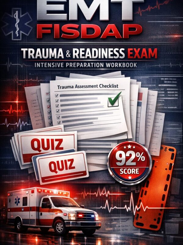A sleek and pre EMT FISDAP Trauma & Readiness Exam Intensive Preparation Workbook | Trauma Quizzes & Review Strategies