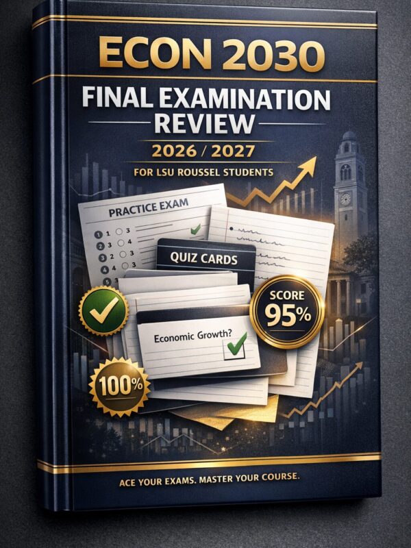 A sleek, author (2) ECON 2030 Final Examination Review 2026/2027 | LSU Roussel Prep Guide