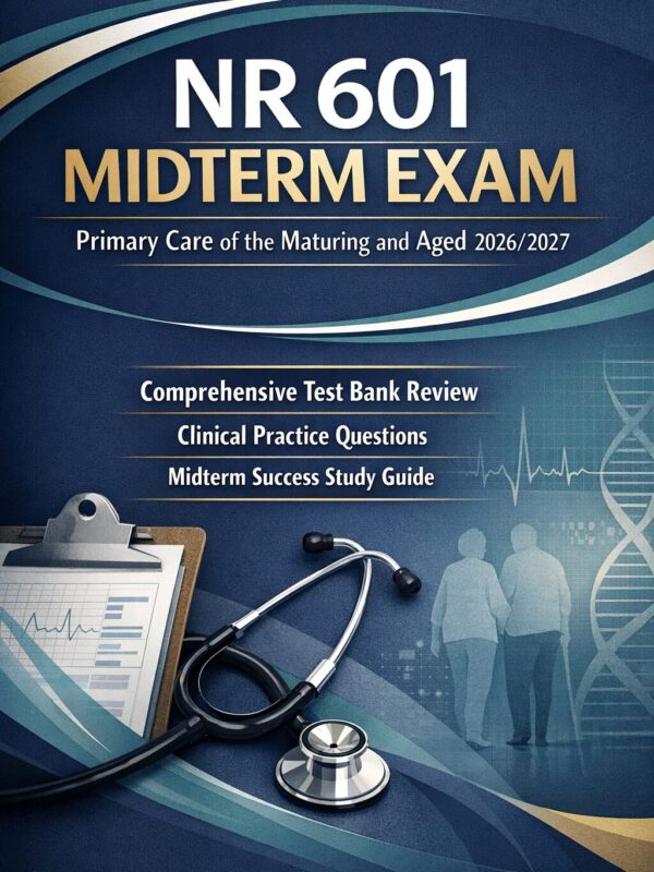 A sleek exam-pr (2) NR 601 Midterm Exam 2026/2027: Primary Care of the Maturing and Aged Comprehensive Test Bank Review