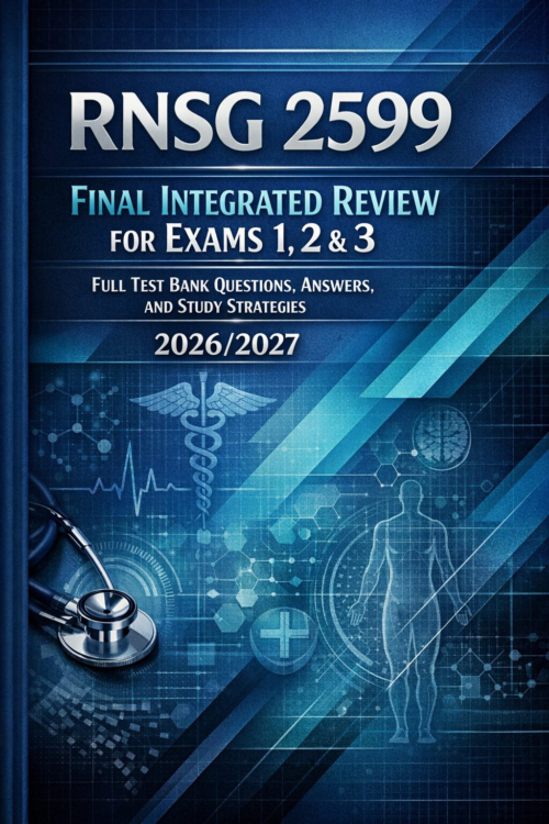 RNSG 2599 Final Integrated Review for Exams 1, 2 & 3 Full Test RNSG 2599 Final Integrated Review for Exams 1, 2 & 3 Full Test