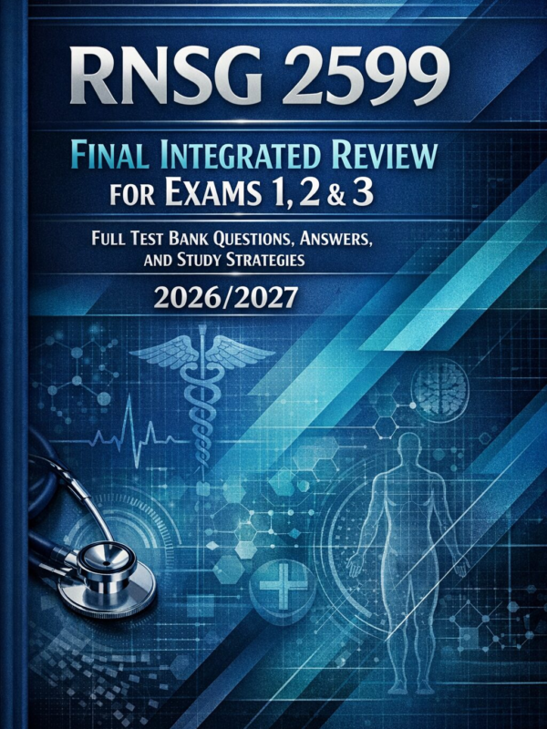 RNSG 2599 Final Integrated Review for Exams 1, 2 & 3 Full Test