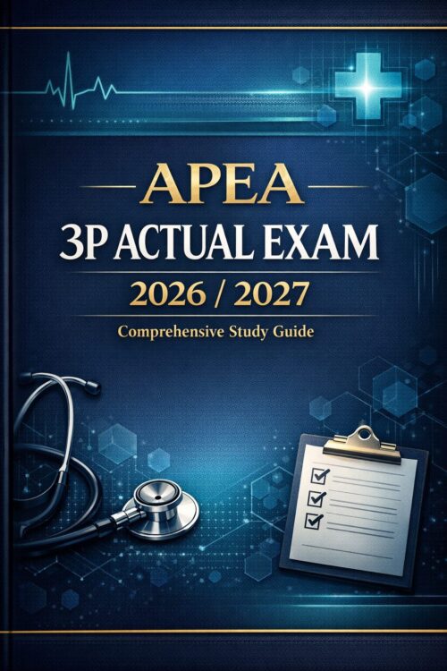 Book cover desi APEA 3P Actual Exam 2026/2027 Comprehensive Study Guide | Practice Questions & Test Bank