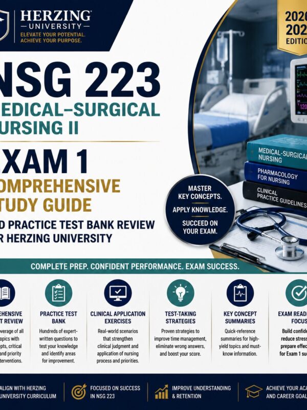 ChatGPT Image Jul 1, 2026, 12_24_31 AM NSG 223 Medical-Surgical Nursing II Exam 1 Comprehensive Study Guide 2026/2027 with Practice Test Bank Review for Herzing University