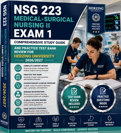 ChatGPT Image Jul 1, 2026, 12_26_20 AM NSG 223 Medical-Surgical Nursing II Exam 1 Comprehensive Study Guide 2026/2027 with Practice Test Bank Review for Herzing University