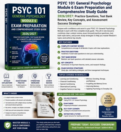 ChatGPT Image Jun 30, 2026, 03_00_56 PM PSYC 101 General Psychology Module 6 Exam Preparation 2026/2027 Comprehensive Study Guide with Practice Questions, Test Bank Review, Key Concepts & Success Strategies