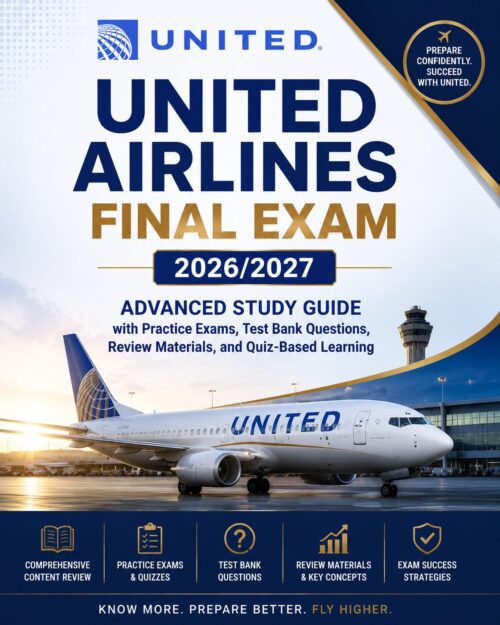 ChatGPT Image Jun 30, 2026, 03_18_15 PM United Airlines Final Exam 2026/2027 Advanced Study Guide with Practice Exams, Test Bank Questions, Review Materials & Quiz-Based Learning