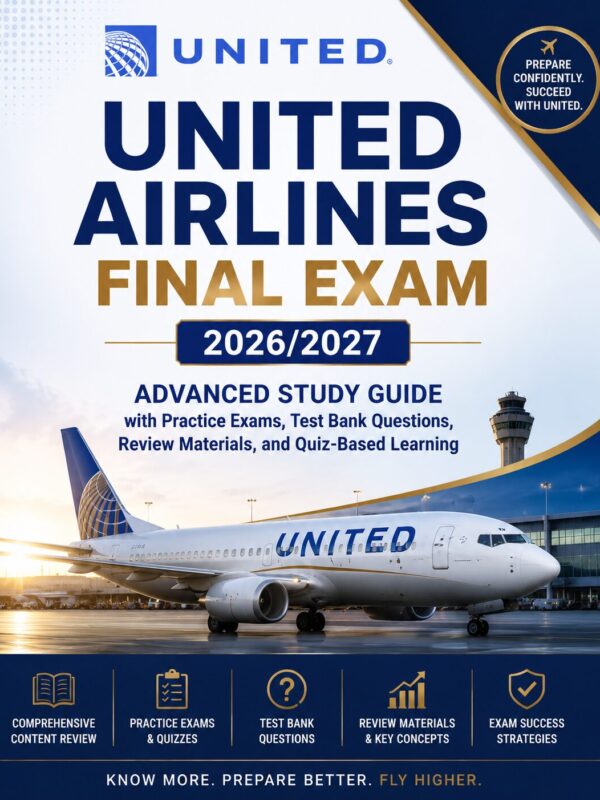 ChatGPT Image Jun 30, 2026, 03_18_15 PM United Airlines Final Exam 2026/2027 Advanced Study Guide with Practice Exams, Test Bank Questions, Review Materials & Quiz-Based Learning