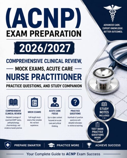 ChatGPT Image Jun 30, 2026, 08_09_57 PM ACNP Exam Preparation 2026/2027 Comprehensive Clinical Review with Mock Exams, Practice Questions, Test Bank & Study Companion for Acute Care Nurse Practitioner Success