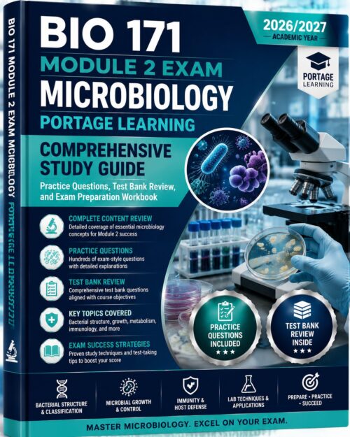 ChatGPT Image Jun 30, 2026, 08_41_50 PM BIO 171 Module 2 Exam Microbiology Portage Learning 2026/2027 Comprehensive Study Guide with Practice Questions, Test Bank Review & Exam Preparation Workbook