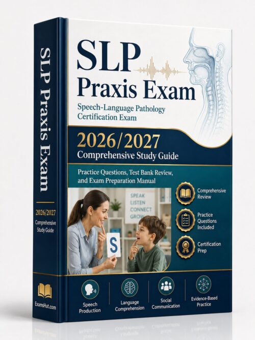 ChatGPT Image Jun 30, 2026, 09_13_09 AM SLP Praxis Exam 2026/2027 Complete Study Guide, Practice Questions & Test Bank Review Manual