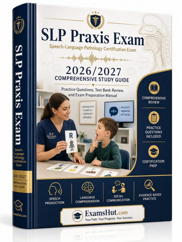 ChatGPT Image Jun 30, 2026, 09_17_46 AM SLP Praxis Certification Exam 2026/2027 Ultimate Study Guide, Mock Exams & Test Bank Review
