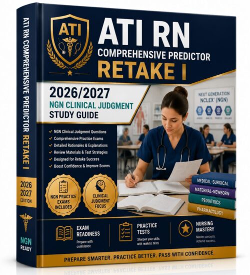 ChatGPT Image Jun 30, 2026, 11_12_37 AM ATI RN Comprehensive Predictor Retake I 2026/2027 Study Guide with NGN Clinical Judgment Questions, Practice Exams & Review Workbook