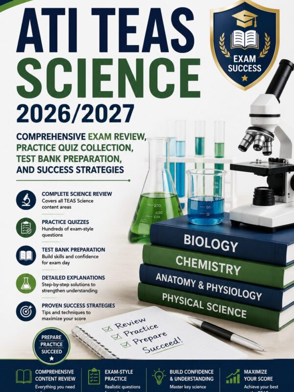 ChatGPT Image Jun 30, 2026, 12_05_50 PM ATI TEAS Science 2026/2027 Comprehensive Exam Review with Practice Quizzes, Test Bank Preparation & Success Strategies