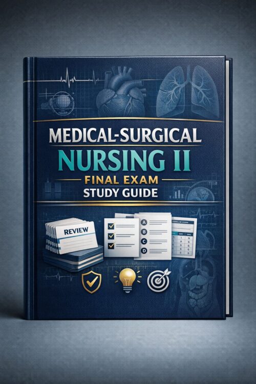 Create a modern NV 185 Final Exam 2026/2027: Medical Surgical Nursing II Comprehensive Review & Practice Test Bank Study Guide