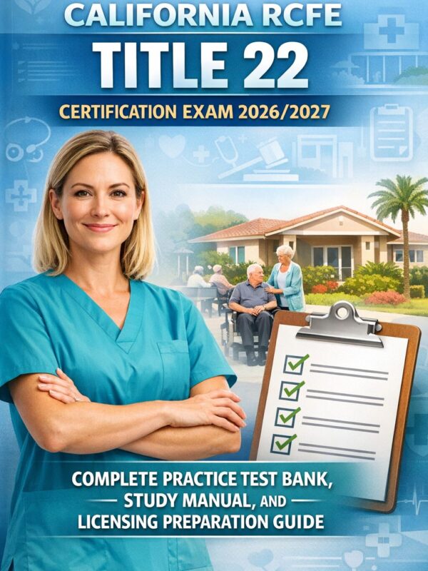 Create a polish (1) California RCFE Title 22 Certification Exam 2026/2027 Complete Practice Test Bank, Study Manual, and Licensing Preparation Guide