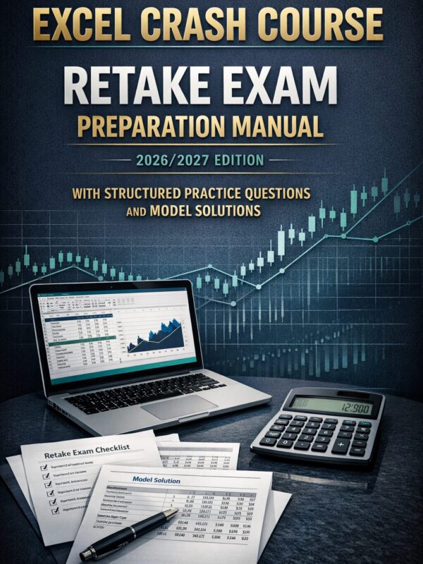 Create a polish (11) Wall Street Prep Excel Crash Course Retake Exam Preparation Manual 2026/2027 Edition with Structured Practice Questions and Model Solutions