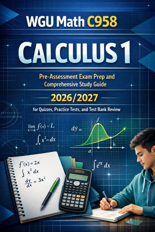 WGU Math C958 Calculus 1 Pre-Assessment Exam Prep and Comprehensive Study Guide 2026/2027 for Quizzes, Practice Tests, and Test Bank Review