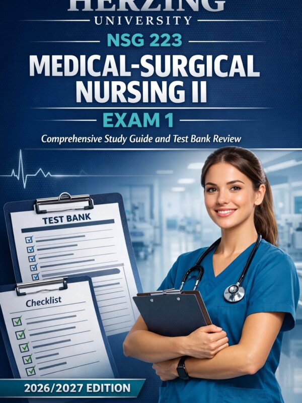 Create a polish (7) Herzing University NSG 223 Medical-Surgical Nursing II Exam 1 Comprehensive Study Guide and Test Bank Review 2026/2027