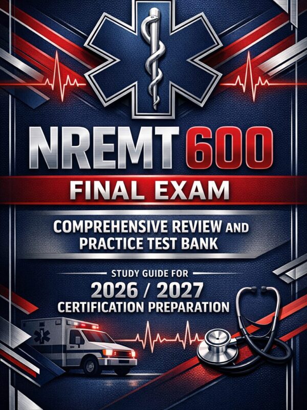NREMT 600 Final Exam Comprehensive Review, Practice Test Bank Study Guide, Certification Prep