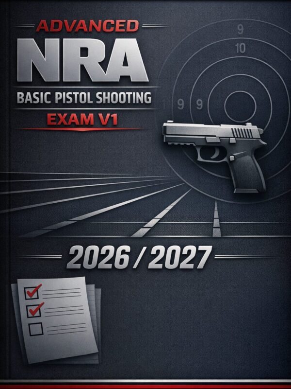Create a premiu (4) Advanced NRA Basic Pistol Shooting Exam V1 Prep Bundle | Mock Tests & Notes