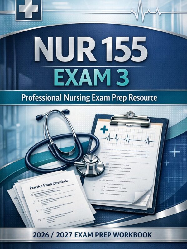 Create a premiu (45) NUR 155 Exam 3 Professional Nursing Exam Prep Resource, Mock Exams, Quiz Reviews, Study Materials
