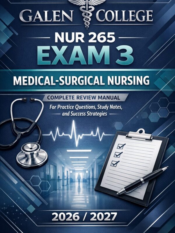 Galen College NUR 265 Exam 3 Medical-Surgical Nursing Complete Review Manual for Practice Questions, Study Notes, and Success Strategies 2026/2027