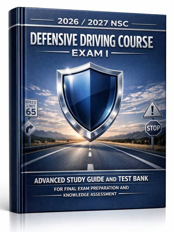 Create a premiu 2026/2027 NSC Defensive Driving Course Exam I Advanced Study Guide and Test Bank for Final Exam Preparation and Knowledge Assessment