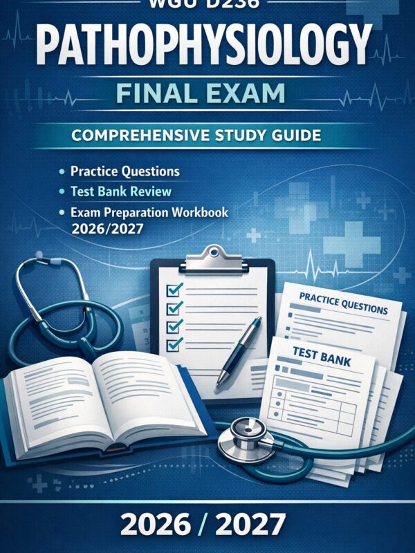 WGU D236 Pathophysiology Final Exam Comprehensive Study Guide with Practice Questions & Test Bank Review 2026/202