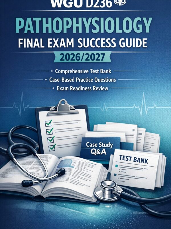 WGU D236 Pathophysiology Final Exam Success Guide 2026/2027 with Test Bank, Case-Based Questions & Review