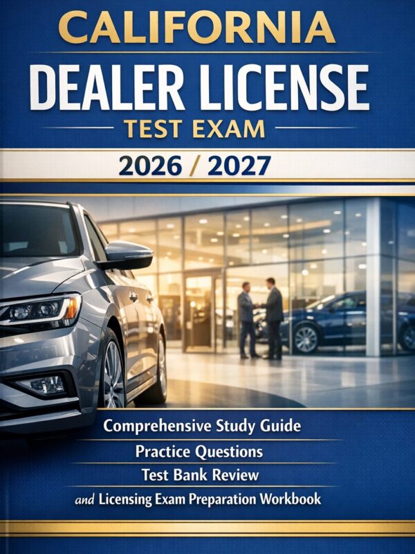 Create a profes (38) California Dealer License Exam Prep Workbook 2026/2027 | Study Guide & Test Bank