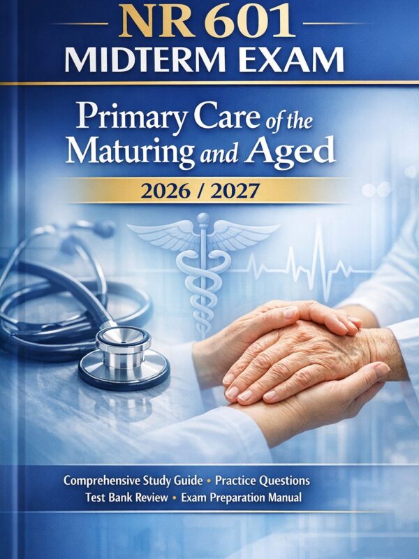 Create the SECO NR 601 Midterm Exam 2026/2027: Primary Care of the Maturing and Aged Study Guide, Practice Questions & Test Bank