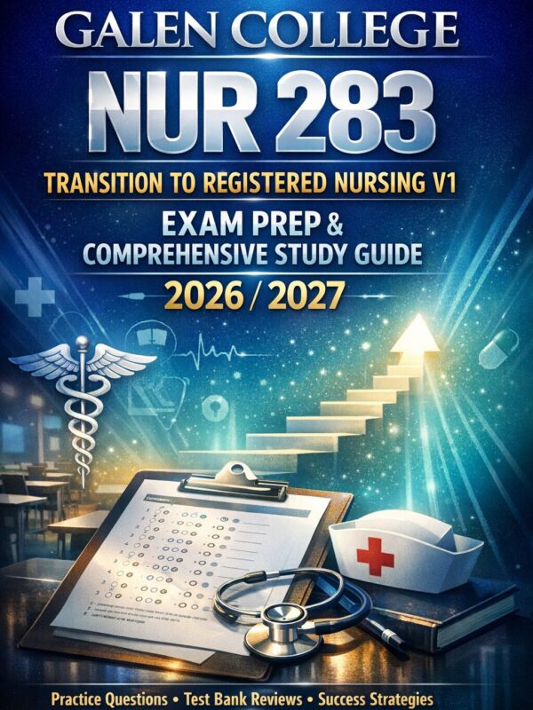 Galen College NUR 283 Transition to Registered Nursing V1 Exam Prep & Comprehensive Study Guide 2026/2027