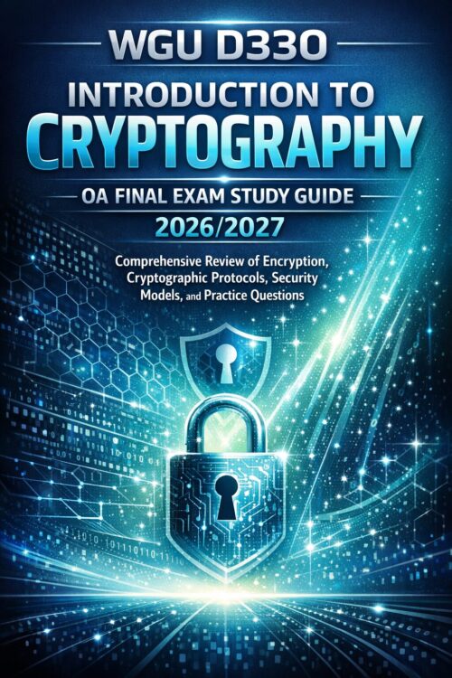 WGU D330 Introduction to Cryptography OA Final Exam Study Guide 2026/2027 with Practice Questions & Security Review