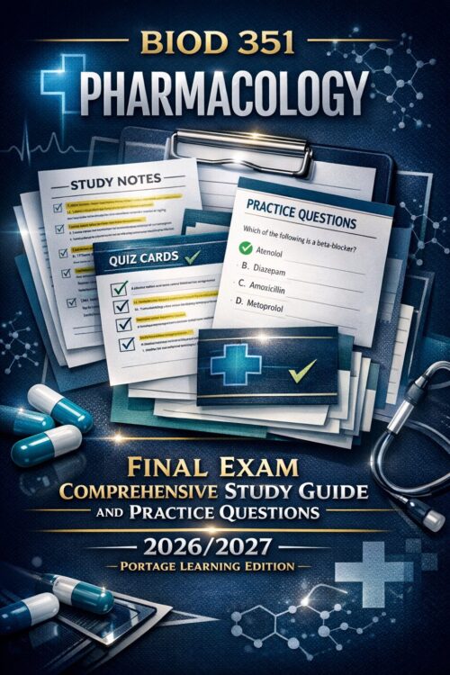 Premium book-co (1) BIOD 351 Pharmacology Final Exam Comprehensive Study Guide 2026/2027 | Practice Questions