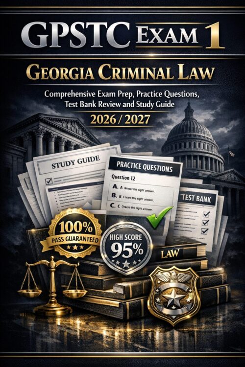 GPSTC Exam 1 Georgia Criminal Law Exam Prep, Practice Questions, Test Bank Review