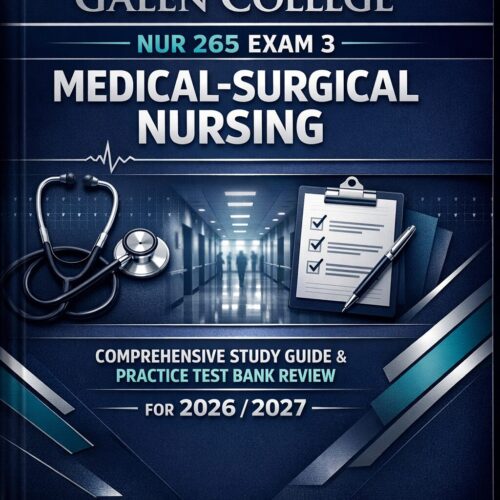 Premium book co (12) Galen College NUR 265 Exam 3 Medical-Surgical Nursing Comprehensive Study Guide and Practice Test Bank Review 2026/2027