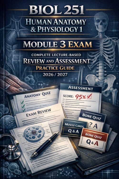 Premium book-co (2) BIOL 251 Human Anatomy & Physiology 1 Module 3 Exam Complete Review Guide 2026/2027 | Lecture-Based Practice