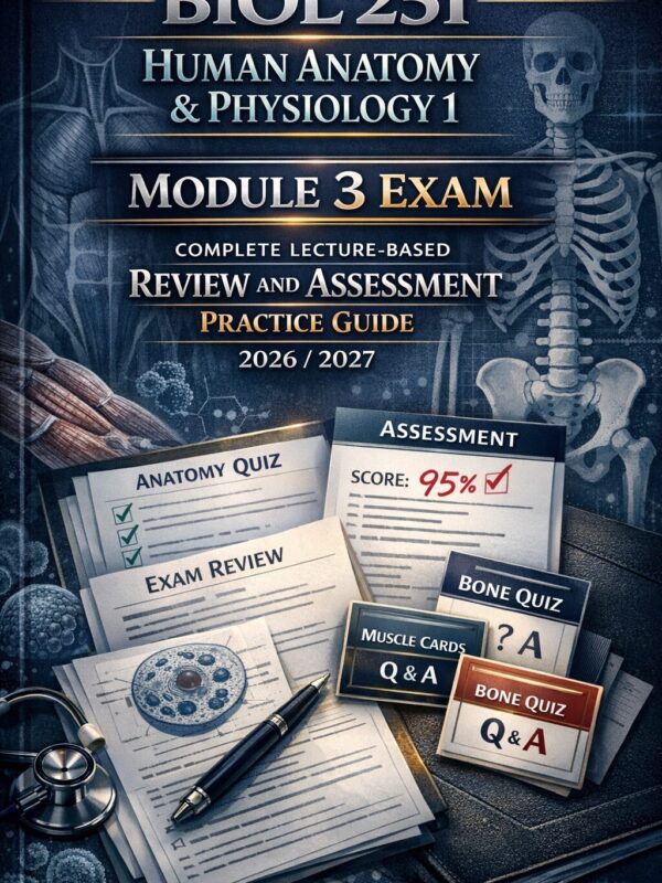Premium book-co (2) BIOL 251 Human Anatomy & Physiology 1 Module 3 Exam Complete Review Guide 2026/2027 | Lecture-Based Practice
