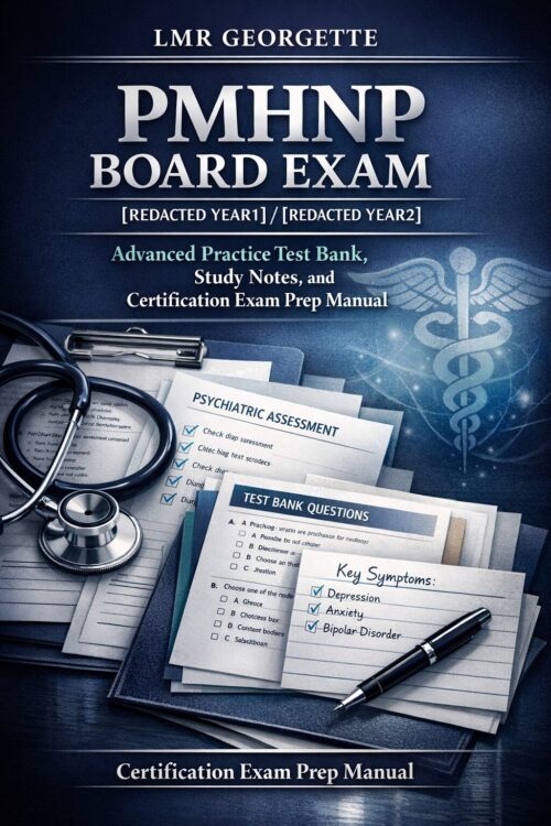 Premium book-co (4) LMR Georgette PMHNP Board Exam 2026/2027 Advanced Practice Test Bank | Study Notes & Certification Prep