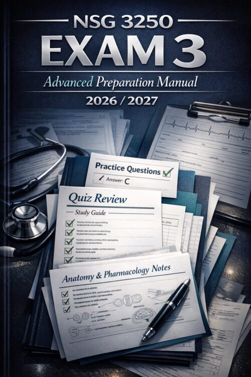Premium book-co (5) NSG 3250 Exam 3 Advanced Preparation Manual 2026/2027 | Practice Questions, Rationales & Quiz Review